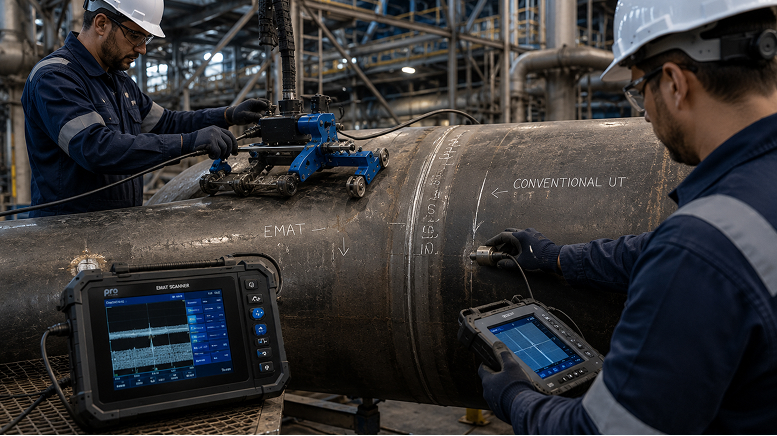 EMAT vs conventional ultrasonic testing for industrial inspection